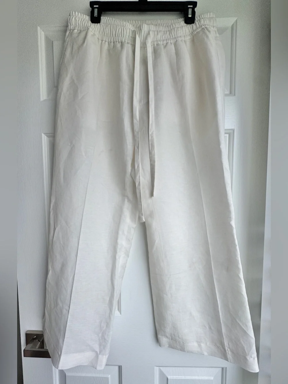Men’s Dolce & Gabbana Cream Wide-Leg Drawstring Linen Pants Custom- short length